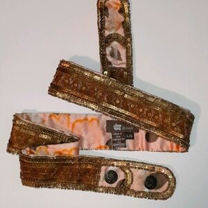 IBISCO Belt Tapestry India Tribal  Silk Rust Embellished Silk